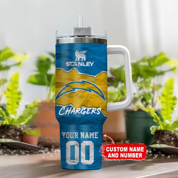 Los Angeles Chargers NFL Custom Stanley Quencher 30oz-40oz Stainless Steel Tumbler Hot And Cold Tumbler - Image 2