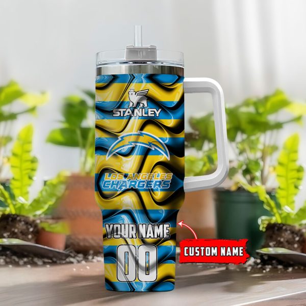 Los Angeles Chargers NFL Custom Stanley Quencher 30oz-40oz Stainless Steel Tumbler Hot And Cold Tumbler - Image 2