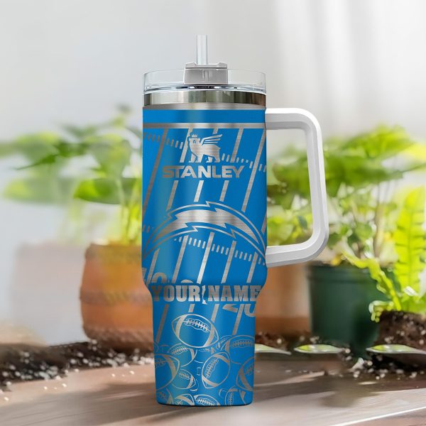 Los Angeles Chargers NFL Silver Custom Stanley Quencher 30oz-40oz Stainless Steel Tumbler Hot And Cold Tumbler - Image 2
