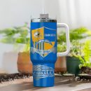 Los Angeles Chargers NFL Silver Logo Custom Stanley Quencher 30oz-40oz Stainless Steel Tumbler Hot And Cold Tumbler
