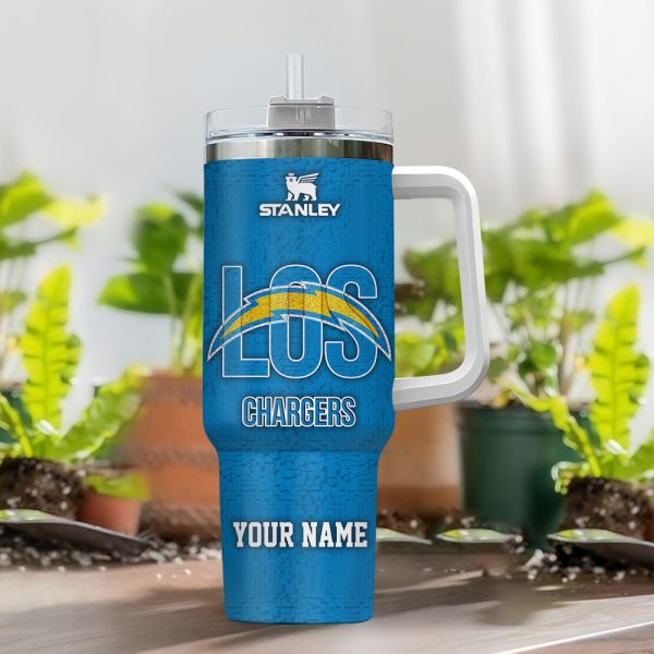 Los Angeles Chargers NFL 3D Logo Custom Stanley Quencher 30oz-40oz Stainless Steel Tumbler Hot And Cold Tumbler - Image 2