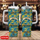 Los Angeles Chargers NFL Camouflage Golden Logo Custom Stanley Quencher 30oz-40oz Stainless Steel Tumbler Hot And Cold Tumbler