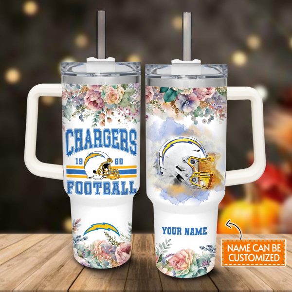 Los Angeles Chargers NFL Custom Stanley Quencher 30oz-40oz Stainless Steel Tumbler Hot And Cold Tumbler - Image 2