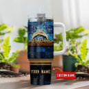 Los Angeles Chargers NFL Glitter Golden Logo Custom Stanley Quencher 30oz-40oz Stainless Steel Tumbler Hot And Cold Tumbler