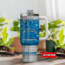 Los Angeles Chargers NFL Glitter and Diamonds Bling Custom Stanley Quencher 30oz-40oz Stainless Steel Tumbler Hot And Cold Tumbler