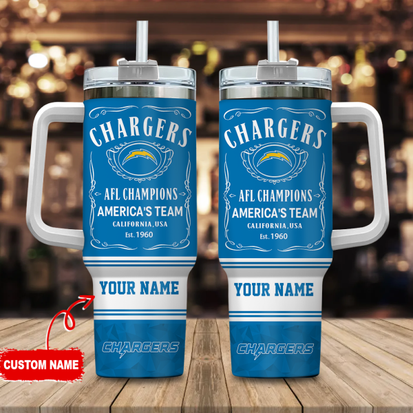 Los Angeles Chargers NFL Custom Stanley Quencher 30oz-40oz Stainless Steel Tumbler Hot And Cold Tumbler