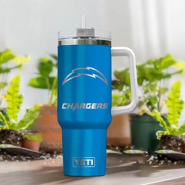 Los Angeles Chargers NFL Laser Engraved Effect Custom Stanley Quencher 30oz-40oz Stainless Steel Tumbler Hot And Cold Tumbler - Image 2