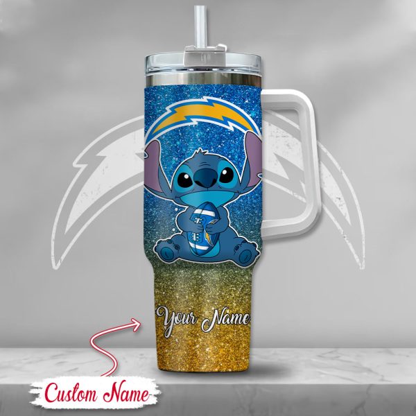 NFL Los Angeles Chargers Stitch Glitter Custom Stanley Quencher 30oz-40oz Stainless Steel Tumbler Hot And Cold Tumbler - Image 2