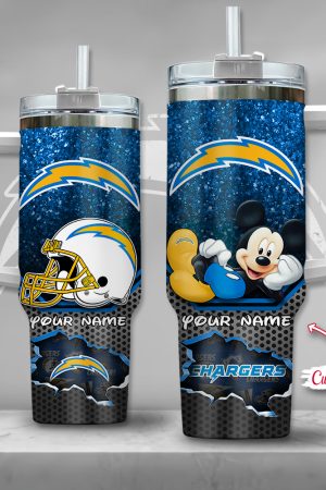 NFL Los Angeles Chargers Mickey Mouse Custom Stanley Quencher 30oz-40oz Stainless Steel Tumbler Hot And Cold Tumbler