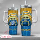 NFL Los Angeles Chargers Baby Yoda Custom Stanley Quencher 30oz-40oz Stainless Steel Tumbler Hot And Cold Tumbler