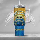 NFL Los Angeles Chargers Baby Yoda Custom Stanley Quencher 30oz-40oz Stainless Steel Tumbler Hot And Cold Tumbler