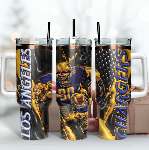 Los Angeles Chargers NFL Mascot Custom Stanley Quencher 30oz-40oz Stainless Steel Tumbler Hot And Cold Tumbler