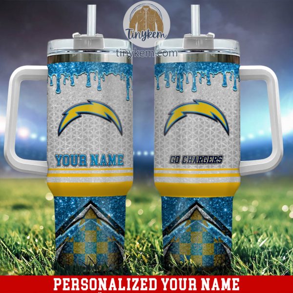 Los Angeles Chargers Glitter NFL Custom Stanley Quencher 30oz-40oz Stainless Steel Tumbler Hot And Cold Tumbler