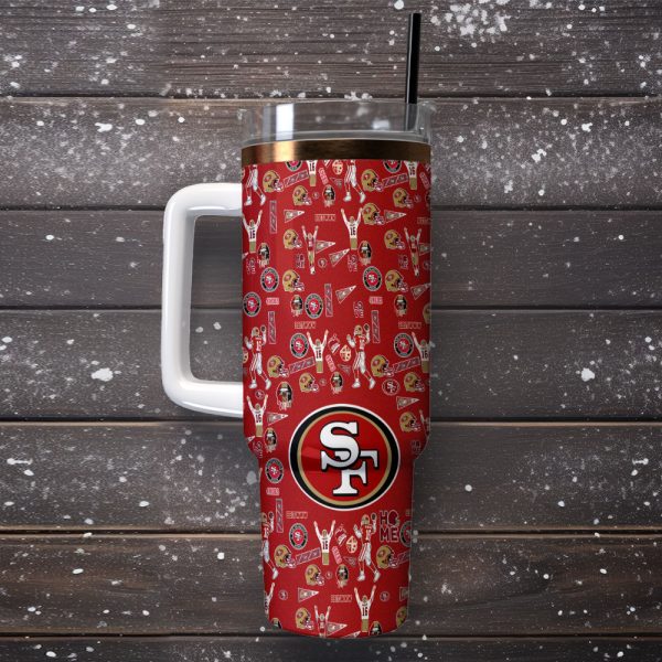 San Francisco 49ers NFL Custom Stanley Quencher 30oz-40oz Stainless Steel Tumbler Hot And Cold Tumbler - Image 2