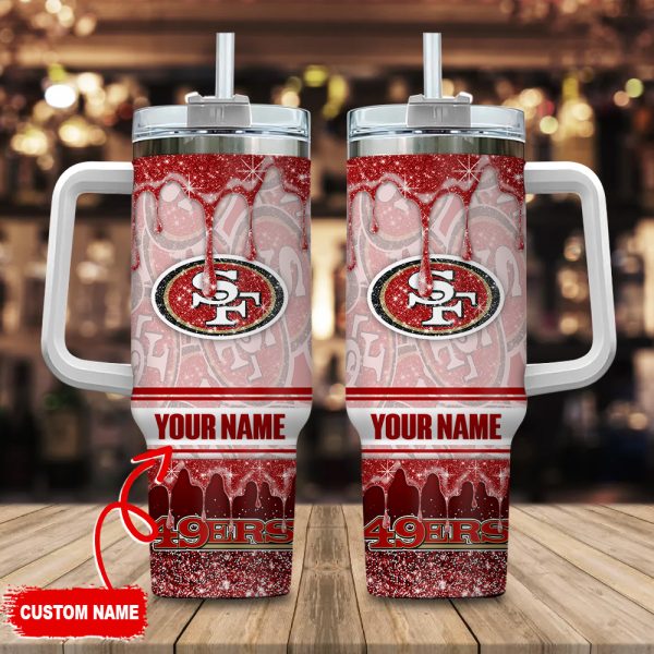 San Francisco 49ers NFL Glitter Custom Stanley Quencher 30oz-40oz Stainless Steel Tumbler Hot And Cold Tumbler
