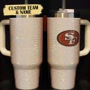 Rhinestone Bling San Francisco 49ers NFL Custom Stanley Quencher 30oz-40oz Stainless Steel Tumbler Hot And Cold Tumbler