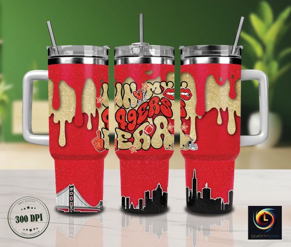 San Francisco 49ers NFL Glitter Custom Stanley Quencher 30oz-40oz Stainless Steel Tumbler Hot And Cold Tumbler
