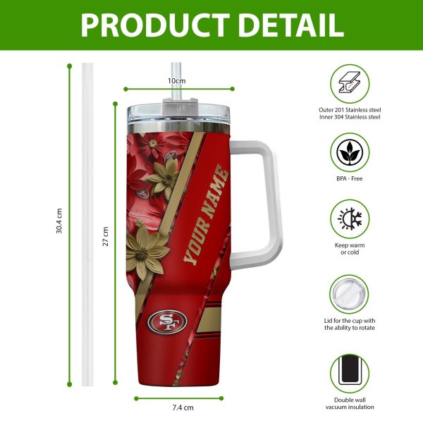 San Francisco 49ers NFL Custom Stanley Quencher 30oz-40oz Stainless Steel Tumbler Hot And Cold Tumbler - Image 2
