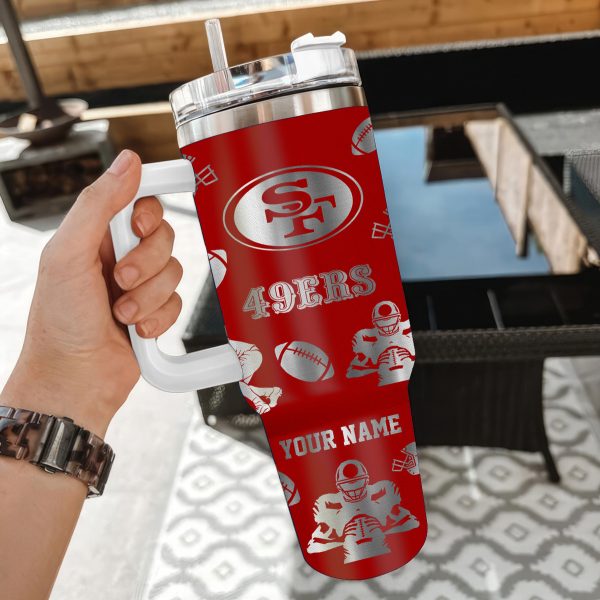 San Francisco 49ers NFL Custom Stanley Quencher 30oz-40oz Stainless Steel Tumbler Hot And Cold Tumbler - Image 2