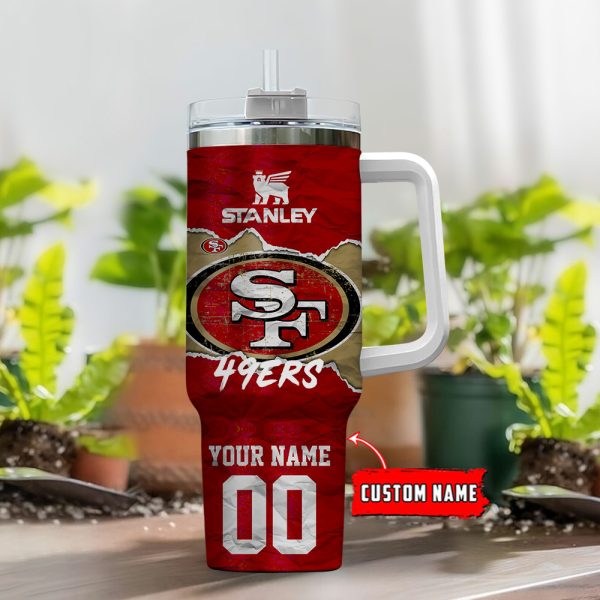 San Francisco 49ers NFL Custom Stanley Quencher 30oz-40oz Stainless Steel Tumbler Hot And Cold Tumbler - Image 2