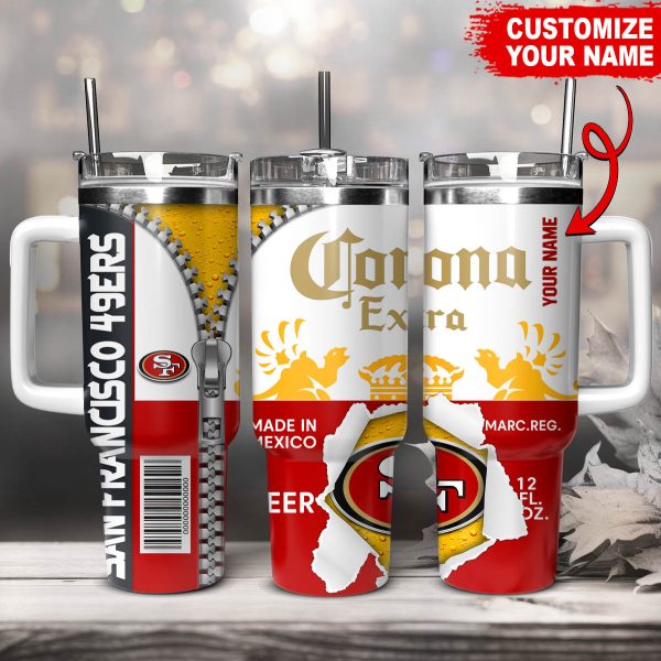 San Francisco 49ers NFL Corona Extra Custom Stanley Quencher 30oz-40oz Stainless Steel Tumbler Hot And Cold Tumbler