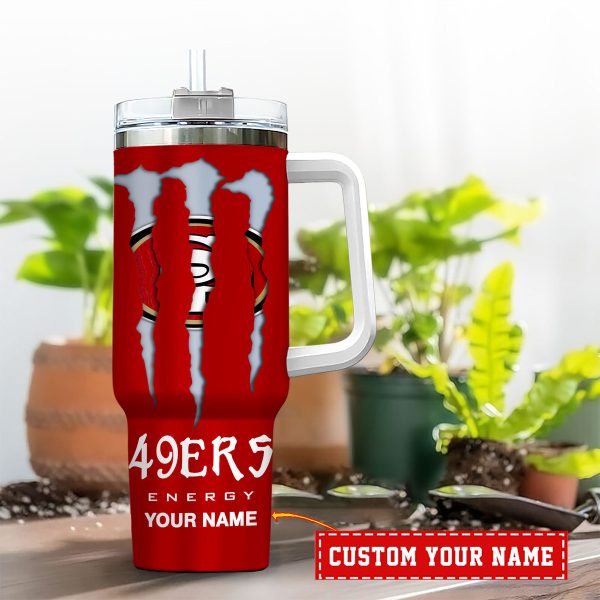 San Francisco 49ers NFL Energy Nutrition Facts Custom Stanley Quencher 30oz-40oz Stainless Steel Tumbler Hot And Cold Tumbler - Image 2