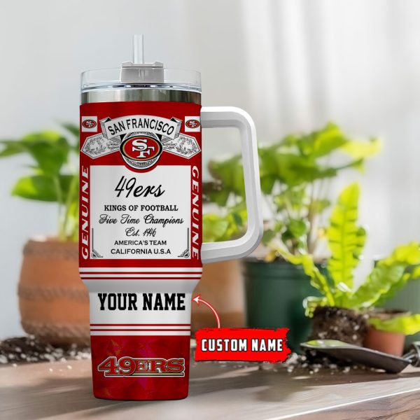 San Francisco 49ers NFL Kings of Football Custom Stanley Quencher 30oz-40oz Stainless Steel Tumbler Hot And Cold Tumbler - Image 2