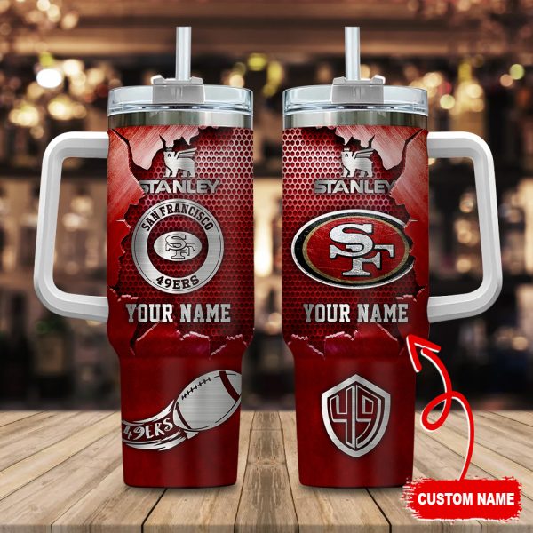 San Francisco 49ers NFL Metal Style Custom Stanley Quencher 30oz-40oz Stainless Steel Tumbler Hot And Cold Tumbler