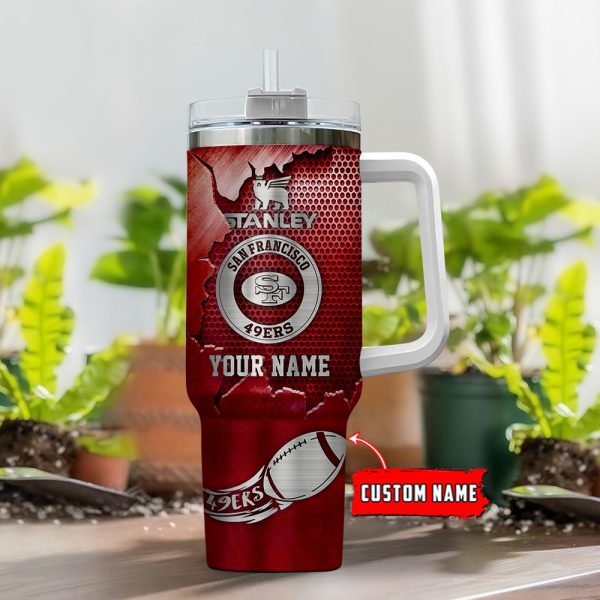 San Francisco 49ers NFL Metal Style Custom Stanley Quencher 30oz-40oz Stainless Steel Tumbler Hot And Cold Tumbler - Image 2