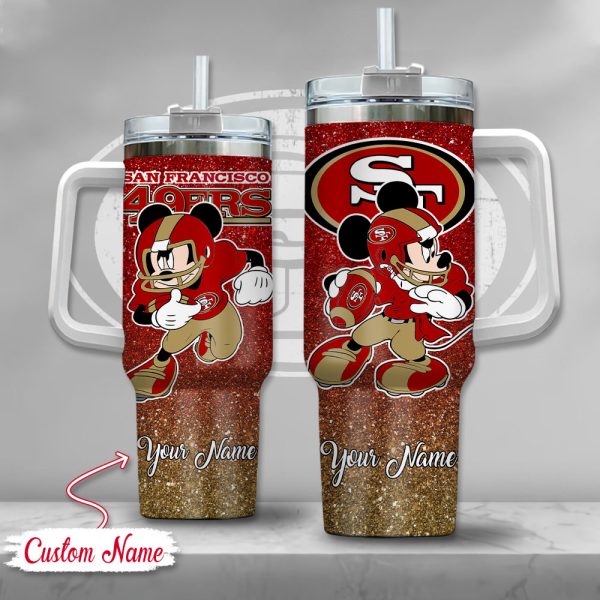 San Francisco 49ers NFL Mickey Mouse Glitter Custom Stanley Quencher 30oz-40oz Stainless Steel Tumbler Hot And Cold Tumbler