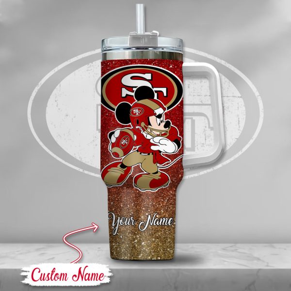 San Francisco 49ers NFL Mickey Mouse Glitter Custom Stanley Quencher 30oz-40oz Stainless Steel Tumbler Hot And Cold Tumbler - Image 2