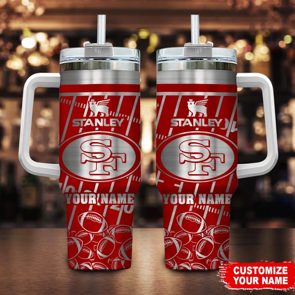 San Francisco 49ers NFL Silver Custom Stanley Quencher 30oz-40oz Stainless Steel Tumbler Hot And Cold Tumbler
