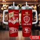 San Francisco 49ers NFL Silver Logo Custom Stanley Quencher 30oz-40oz Stainless Steel Tumbler Hot And Cold Tumbler