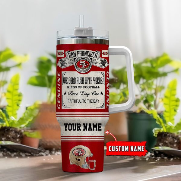 San Francisco 49ers NFL Vintage Kings Of Football Custom Stanley Quencher 30oz-40oz Stainless Steel Tumbler Hot And Cold Tumbler - Image 2