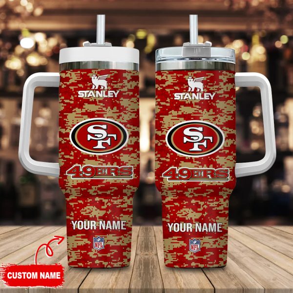 San Francisco 49ers NFL Camouflage Custom Stanley Quencher 30oz-40oz Stainless Steel Tumbler Hot And Cold Tumbler