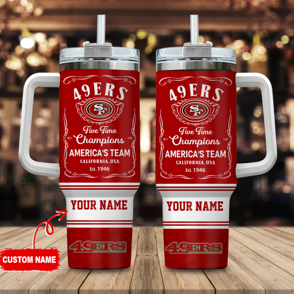 San Francisco 49ers NFL Custom Stanley Quencher 30oz-40oz Stainless Steel Tumbler Hot And Cold Tumbler