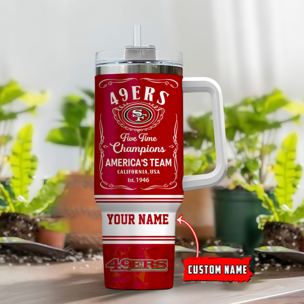 San Francisco 49ers NFL Custom Stanley Quencher 30oz-40oz Stainless Steel Tumbler Hot And Cold Tumbler - Image 2