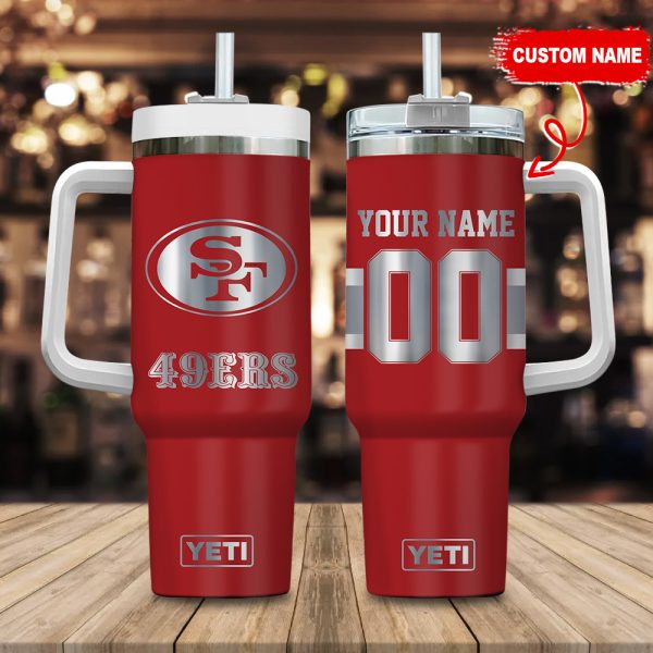 San Francisco 49ers NFL Laser Engraved Effect Custom Stanley Quencher 30oz-40oz Stainless Steel Tumbler Hot And Cold Tumbler