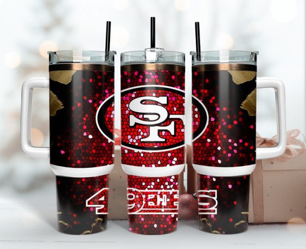 San Francisco 49ers NFL Stained Glass Effect Custom Stanley Quencher 30oz-40oz Stainless Steel Tumbler Hot And Cold Tumbler