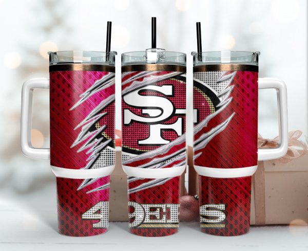 San Francisco 49ers NFL Bling Effect Custom Stanley Quencher 30oz-40oz Stainless Steel Tumbler Hot And Cold Tumbler