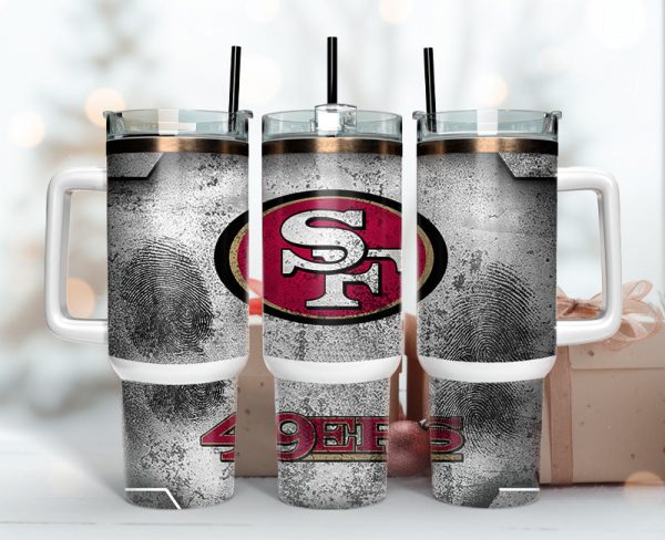 San Francisco 49ers NFL Fingerprint Effect Custom Stanley Quencher 30oz-40oz Stainless Steel Tumbler Hot And Cold Tumbler