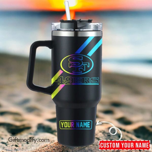 San Francisco 49ers NFL Hologram Logo Custom Stanley Quencher 30oz-40oz Stainless Steel Tumbler Hot And Cold Tumbler