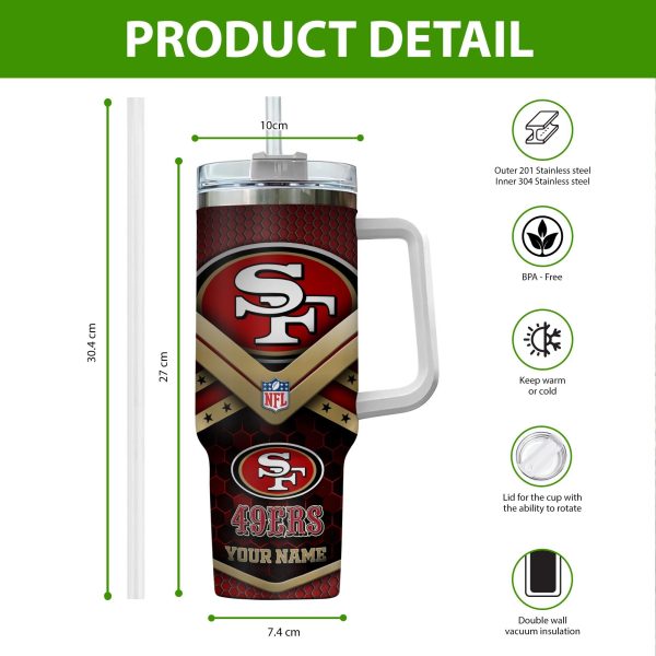 San Francisco 49ers NFL Custom Stanley Quencher 30oz-40oz Stainless Steel Tumbler Hot And Cold Tumbler - Image 2