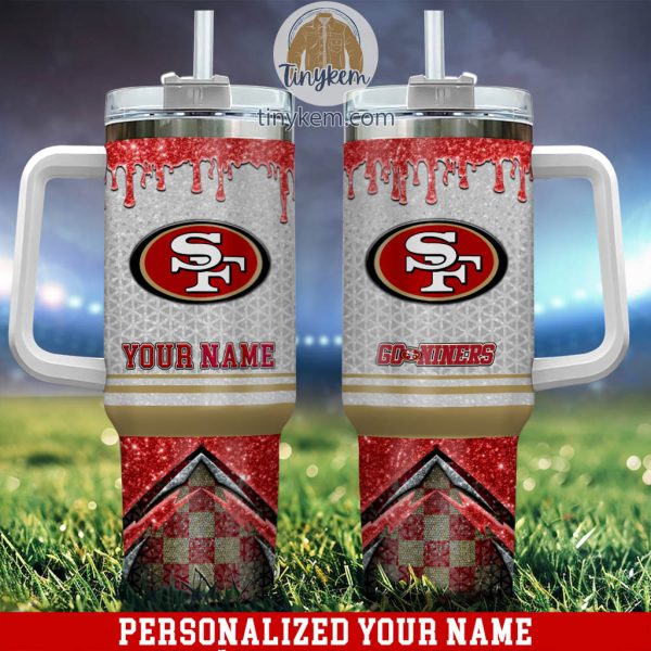 San Francisco 49ers Glitter NFL Custom Stanley Quencher 30oz-40oz Stainless Steel Tumbler Hot And Cold Tumbler