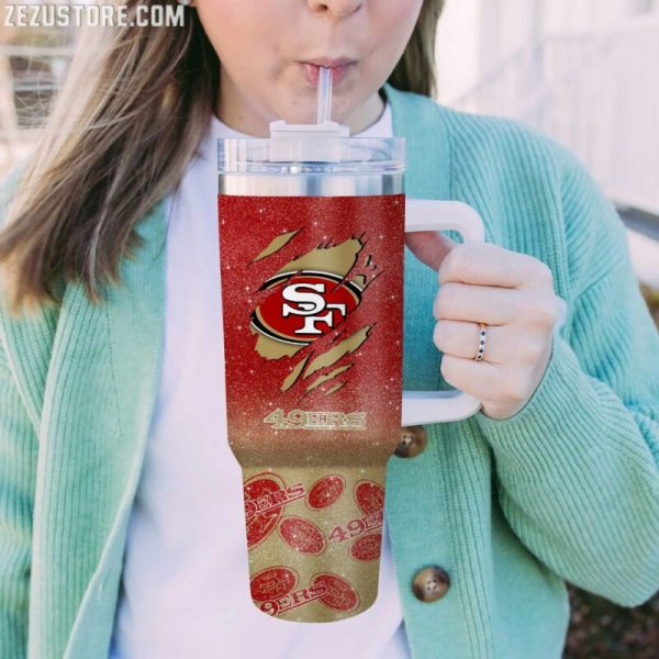 San Francisco 49ers NFL Custom Stanley Quencher 30oz-40oz Stainless Steel Tumbler Hot And Cold Tumbler - Image 2