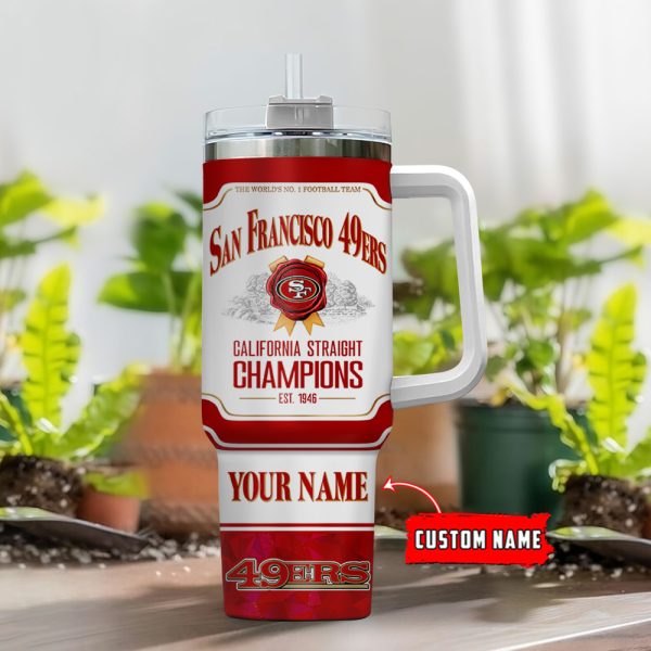 San Francisco 49ers NFL Jim Beam Custom Stanley Quencher 30oz-40oz Stainless Steel Tumbler Hot And Cold Tumbler - Image 2