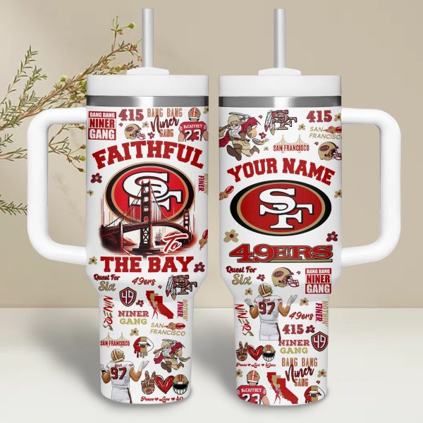 San Francisco 49ers NFL Custom Stanley Quencher 30oz-40oz Stainless Steel Tumbler