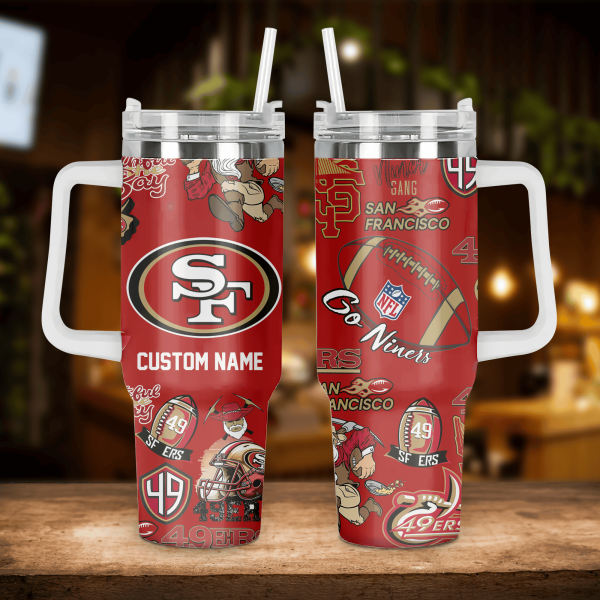 San Francisco 49ers NFL Custom Stanley Quencher 30oz-40oz Stainless Steel Tumbler Hot And Cold Tumbler - Image 2