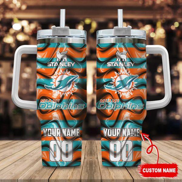 Miami Dolphins NFL Custom Stanley Quencher 30oz-40oz Stainless Steel Tumbler Hot And Cold Tumbler