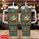 Miami Dolphins NFL Camouflage Golden Logo Custom Stanley Quencher 30oz-40oz Stainless Steel Tumbler Hot And Cold Tumbler